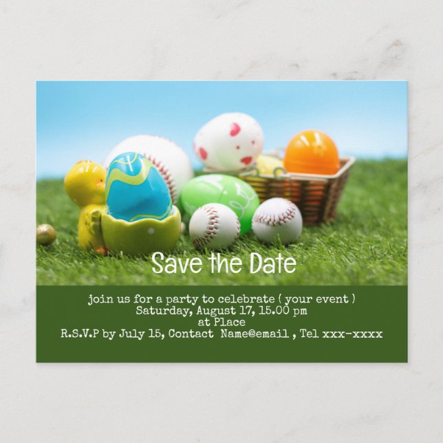 Baseball Save the Date für EASTER Holiday Posta Postkarte (Vorderseite)
