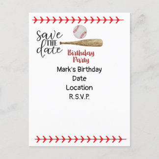 Baseball Save the Date für Geburtstag Einladungspostkarte