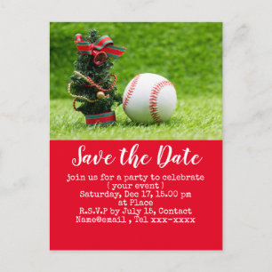 Baseball Save the Date für Weihnachts-Party Postkarte