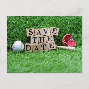 Baseball Save the Date mit Ball und Schläger auf G Postkarte