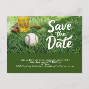 Baseball Save the Date mit Bierglas Postkarte
