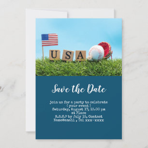 Baseball Save the Date mit der amerikanischen Flag Einladung