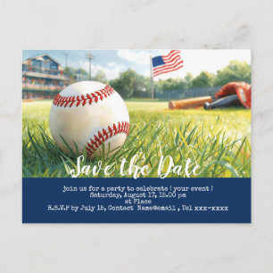 Baseball Save the Date mit der amerikanischen Flag Postkarte