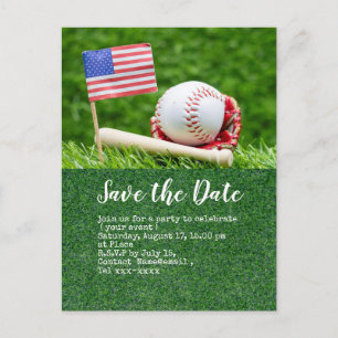 Baseball Save the Date mit der amerikanischen Flag Postkarte