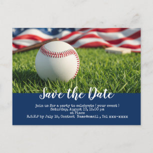Baseball Save the Date mit der amerikanischen Flag Postkarte