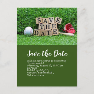 Baseball Save the Date mit grünem Ball  Postkarte