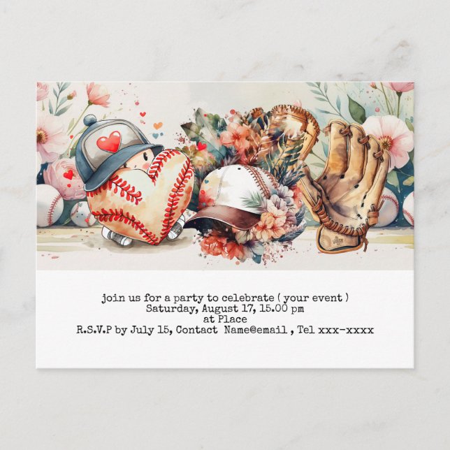 Baseball Save the Date Postkarte (Vorderseite)