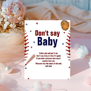Baseball Say Baby Shower Game-Zeichen nicht Sockelschild