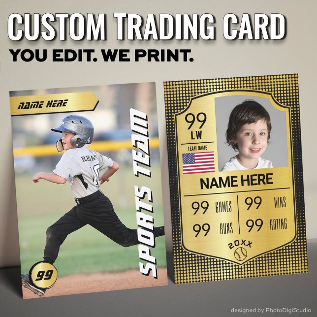 Baseball-Schild-Karte Baseball-Handelskarte Telefonnummerkarte (Custom Baseball Trading Card, Gold Shield Player Card)