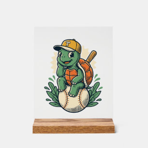 Baseball-Schildkröte Vintage-Stich Grafikdesign_1 Acrylschild
