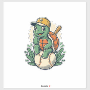 Baseball-Schildkröte Vintage-Stich Grafikdesign_1 Aufkleber