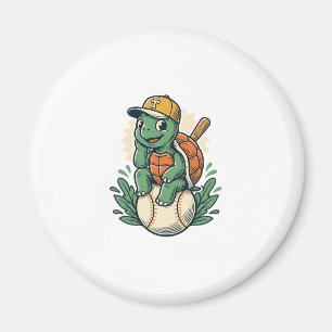 Baseball-Schildkröte Vintage-Stich Grafikdesign_1 Magnet