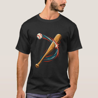 Baseball-Schläger-und-Ball-Dynamischer-Schwung-Gra T-Shirt
