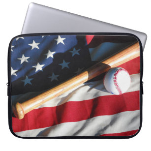 Baseball-, Schläger-und Flagge-Laptop-Hülse Laptopschutzhülle