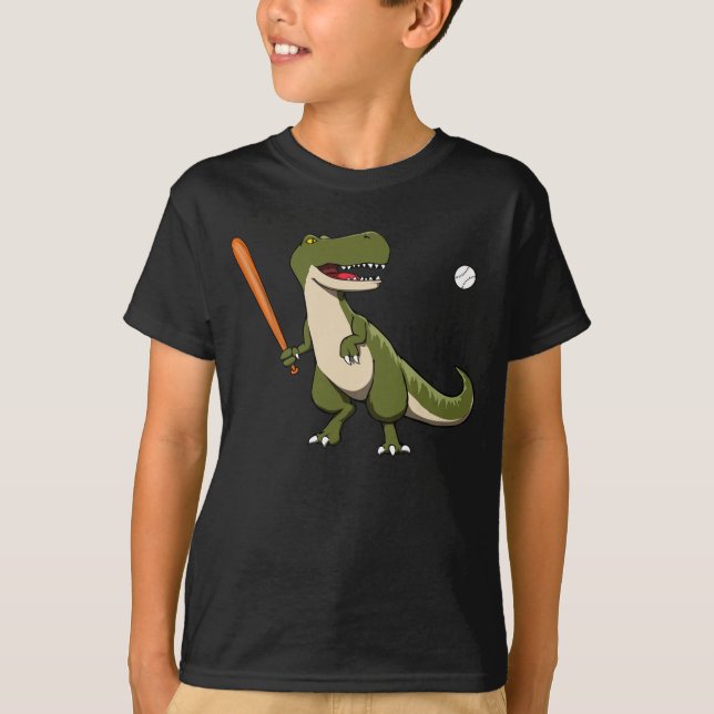 Baseball-Schlagmann-Dinosaurier-T-Rex T-Shirt (Vorderseite)