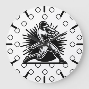 Baseball-Schlagmann-Silhouette-Wanduhr Große Wanduhr