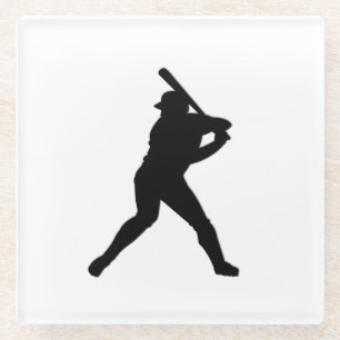 Baseball-Schlagmann Weiß Sport Glasuntersetzer