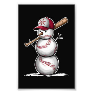Baseball-Schneemann-Bälle Schnee Weihnachten Xmas- Fotodruck
