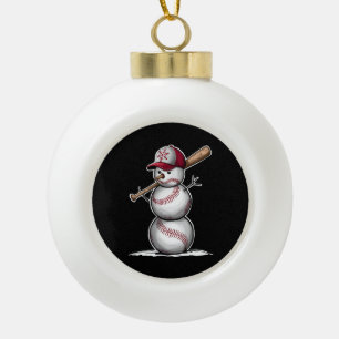Baseball-Schneemann-Bälle Schnee Weihnachten Xmas- Keramik Kugel-Ornament