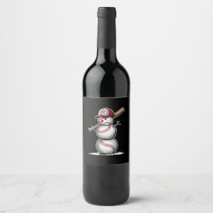 Baseball-Schneemann-Bälle Schnee Weihnachten Xmas- Weinetikett