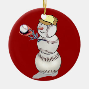 Baseball-Schneemann Keramik Ornament