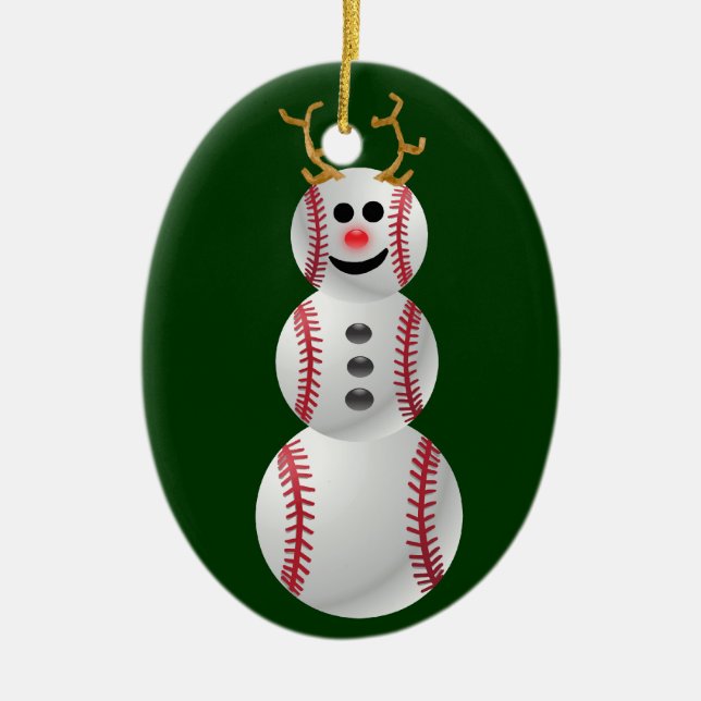 Baseball-Schneemann Keramikornament (Vorne)