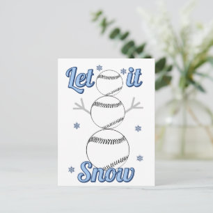 Baseball-Schneemann Lass es schneien Feiertagspostkarte