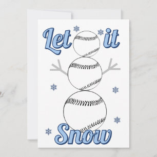 Baseball-Schneemann Lass es schneien Flache Festta Feiertagskarte