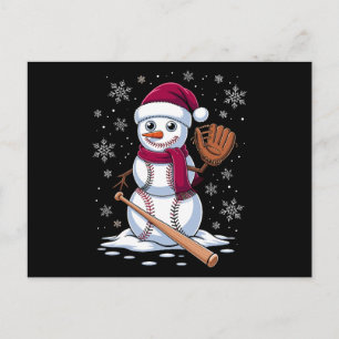 Baseball-Schneemann-Santa-Hut-Handschuh-Schläger-W Feiertagspostkarte