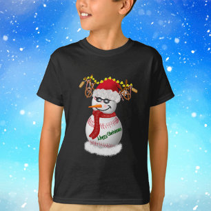 Baseball-Schneemann verziert mit beliebten Snacks T-Shirt