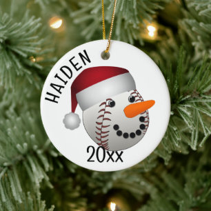 Baseball-Schneemann-Weihnachten Keramik Ornament