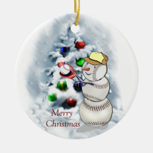 Baseball-Schneemann-Weihnachten Keramikornament