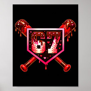 Baseball-Schokoladen-Drip 67 Valentinstag-Liebes-M Poster