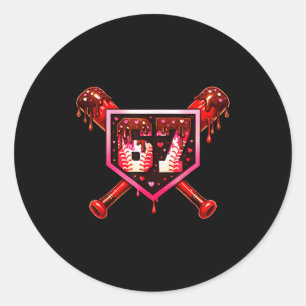 Baseball Schokoladen-Drip 67 Valentinstag Liebes-M Runder Aufkleber
