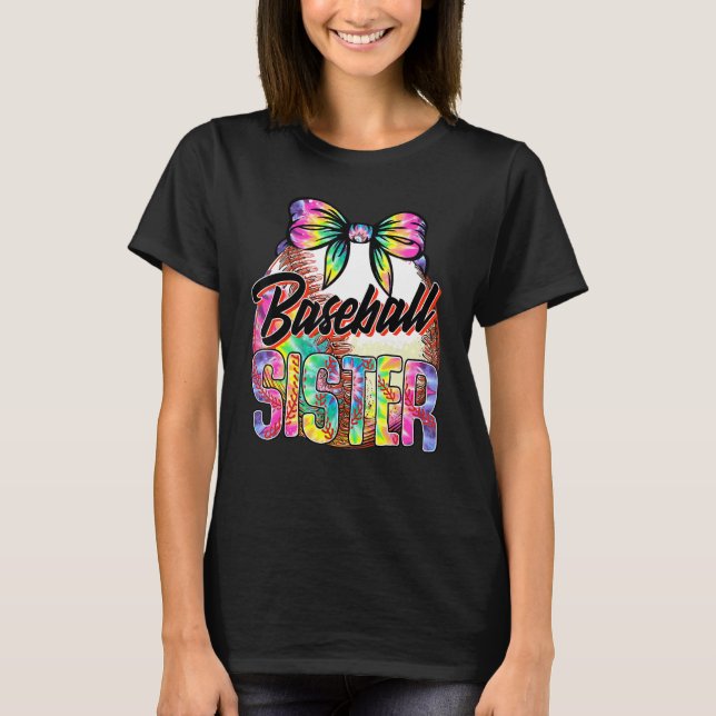 Baseball-Schwester Süße Tie-Dye-Baseball-Glücklich T-Shirt (Vorderseite)