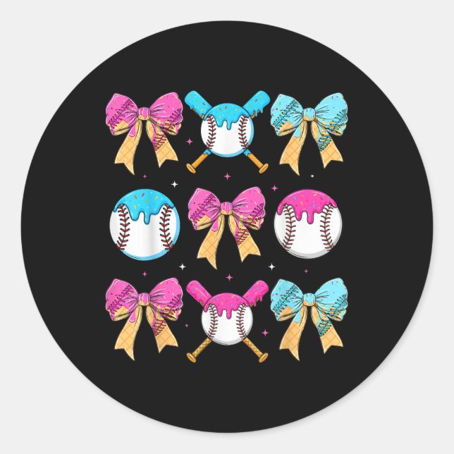 Baseball-Schwester-Tropf-Bogen-Eis-Tropf-Mädchen-S Runder Aufkleber (Vorderseite)