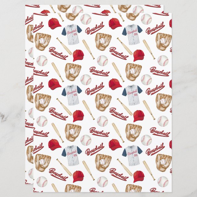 Baseball Scrapbook Paper (Vorne/Hinten)