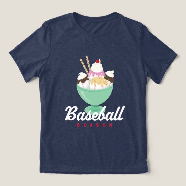 Baseball Season Ice Cream Sundae T - Shirt (Design Vorderseite)