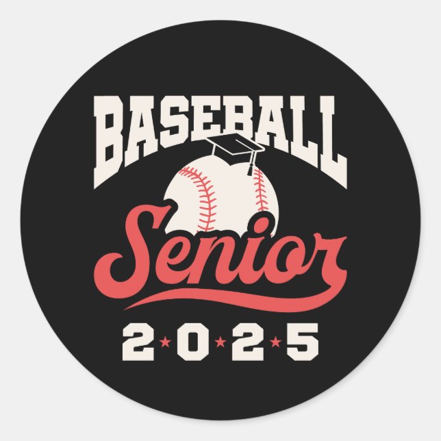 Baseball Senior Class 2025 Runder Aufkleber (Vorderseite)