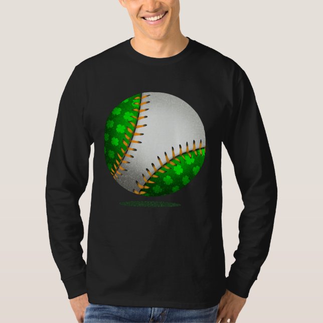 Baseball Shamrock Retro St Patricks Day Irish Spor T-Shirt (Vorderseite)