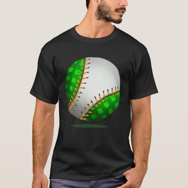 Baseball Shamrock Retro St Patricks Day Irish Spor T-Shirt (Vorderseite)