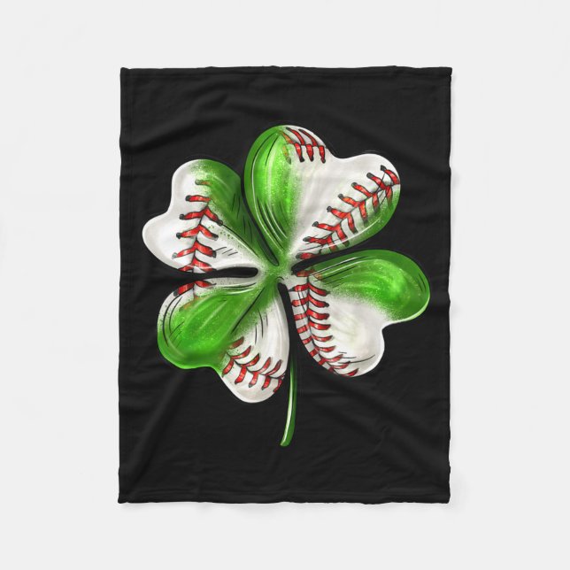 Baseball Shamrock St Patrick's Day Clover With Bas Fleecedecke (Vorderseite)