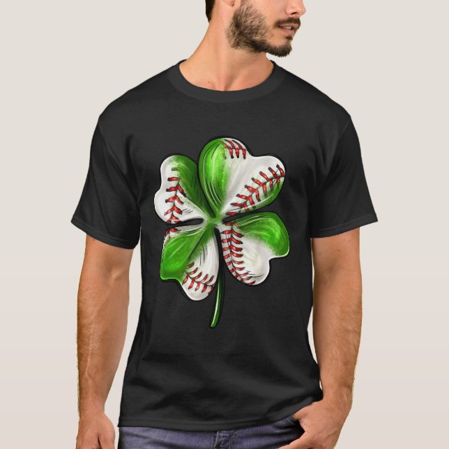 Baseball Shamrock St Patrick's Day Clover With Bas T-Shirt (Vorderseite)