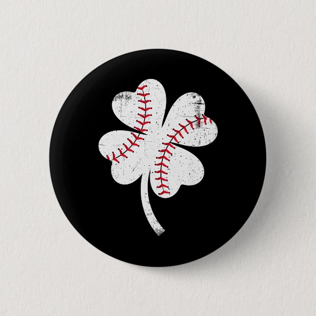 Baseball Shamrock St Patricks Day Saint Paddys Män Button (Vorderseite)
