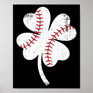Baseball Shamrock St Patricks Day Saint Paddys Män Poster