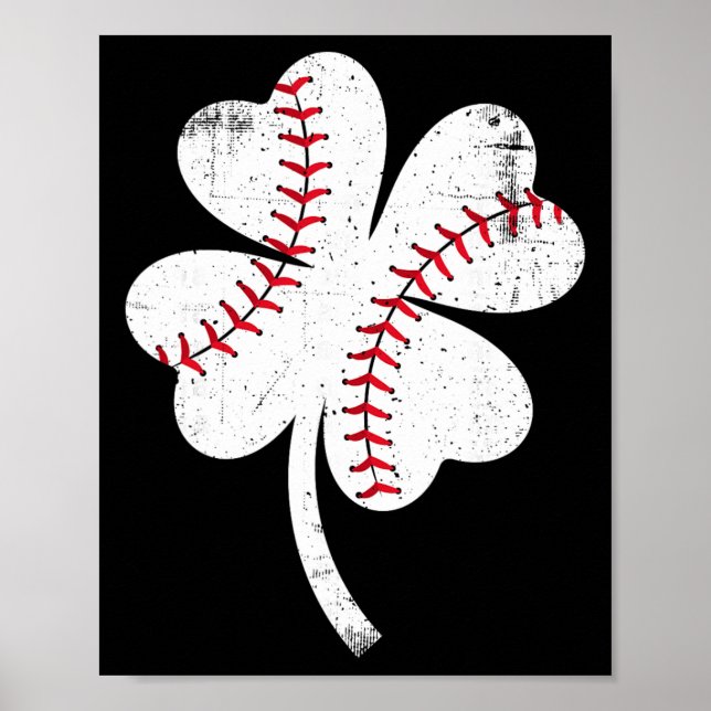 Baseball Shamrock St Patricks Day Saint Paddys Män Poster (Vorne)