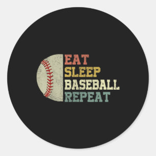 Baseball-Shirt essen Schlaf Baseball Wiederholung Runder Aufkleber