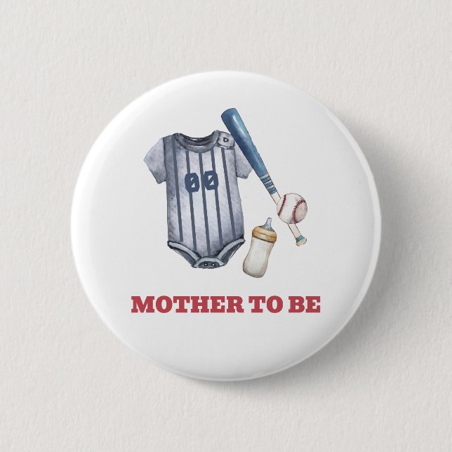 Baseball-Shirt Flasche Mutter-To-Be-Baby-Party  Button (Vorderseite)
