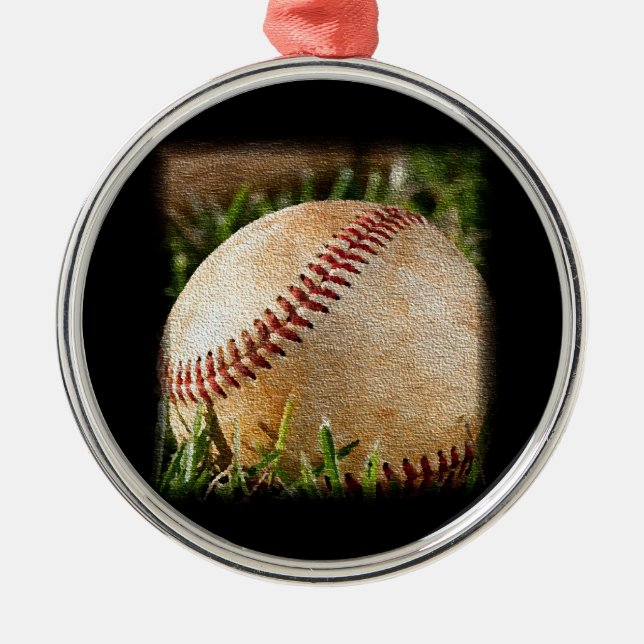Baseball Silbernes Ornament (Vorne)