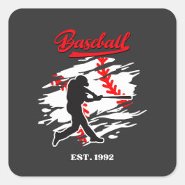 Baseball Silhouette Graphic Design – EST. 1992 Quadratischer Aufkleber